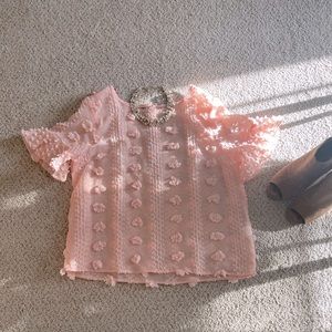 Pink blouse with flower apliques